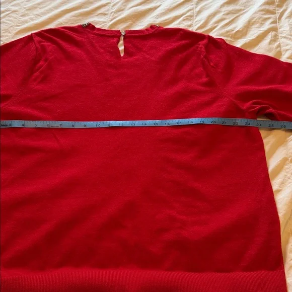 Liz Claiborne Red Sweater with Silver Beaded Collar New Size XXL - Picture 7 of 8